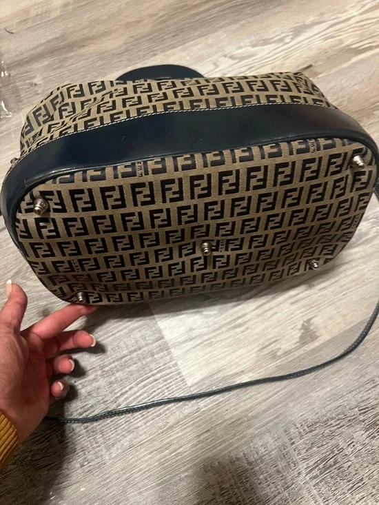 Fendi Brown & Navy FF Logo two way Bag - Picture 4 of 11